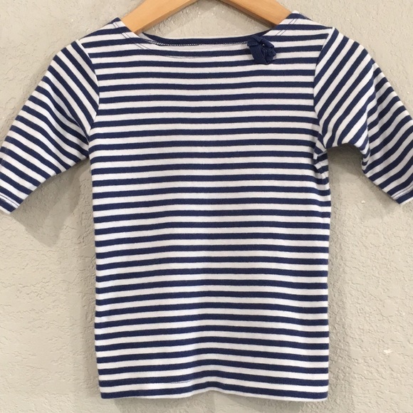 Carter’s‎ Girls Sz 4T Shirt Blue Stripe 3/4 Sleeve 100% Cotton Preppy Nautical - Picture 1 of 8
